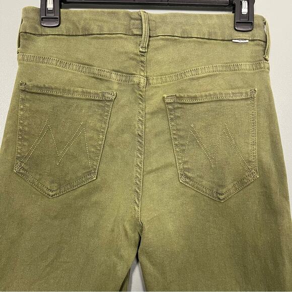 MOTHER The Looker High Waisted Ankle Skinny Jeans Olive Green Women's Size 27 - Picture 5 of 14